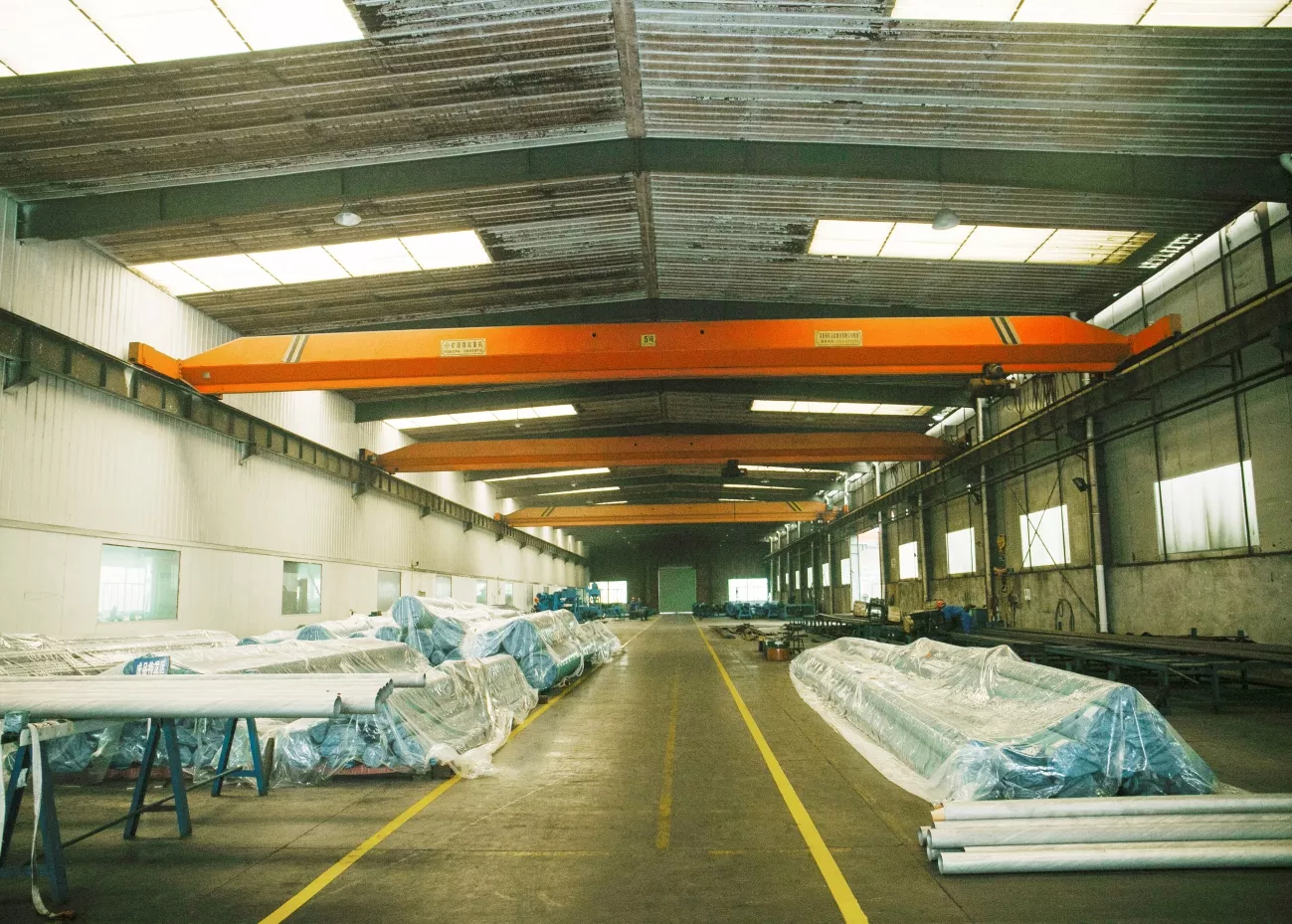 Storage area for finished seamless steel pipes in warehouse